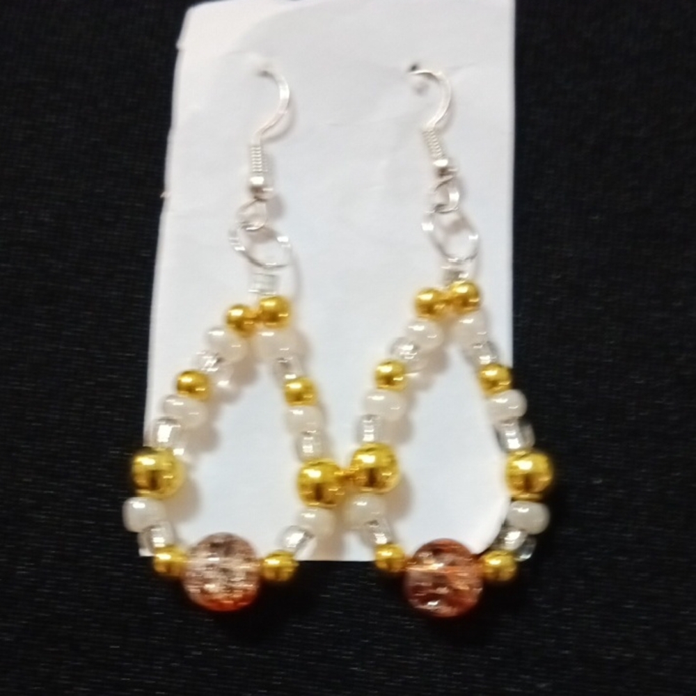 Elegant Handmade Gold and Silver Beaded Earrings